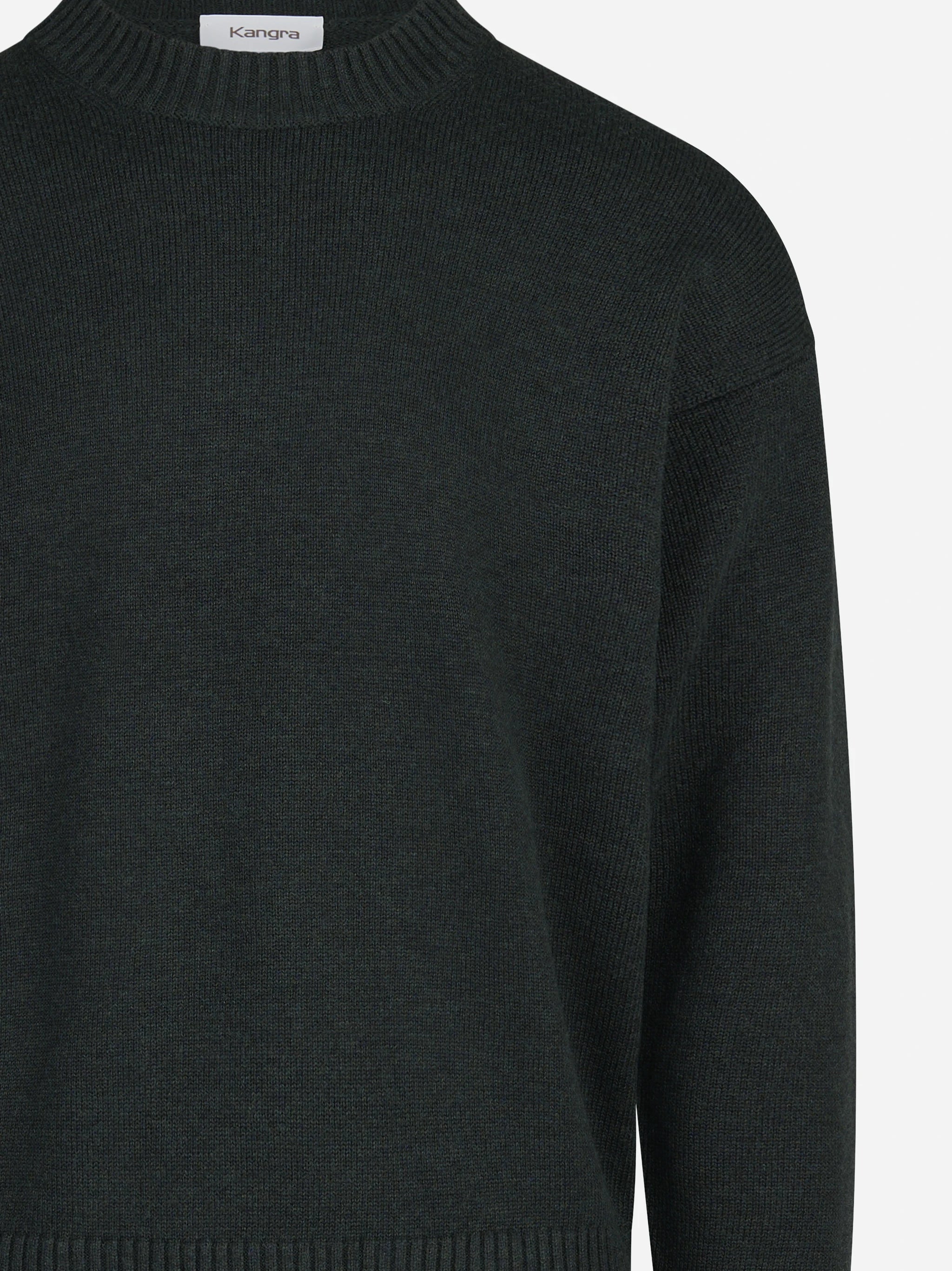 Maglia girocollo oversize in lana e cotone verde - dettaglio del prodotto