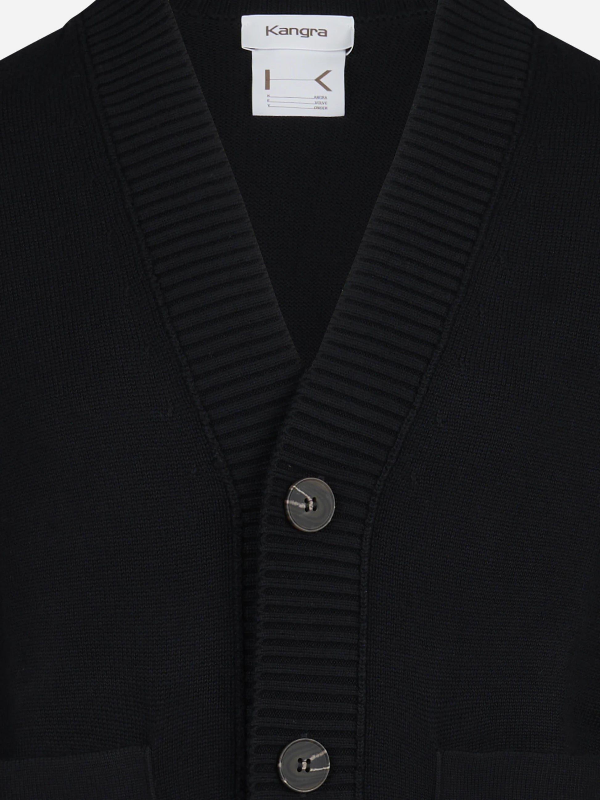 Cardigan oversize in lana e cotone nero - dettaglio del prodotto