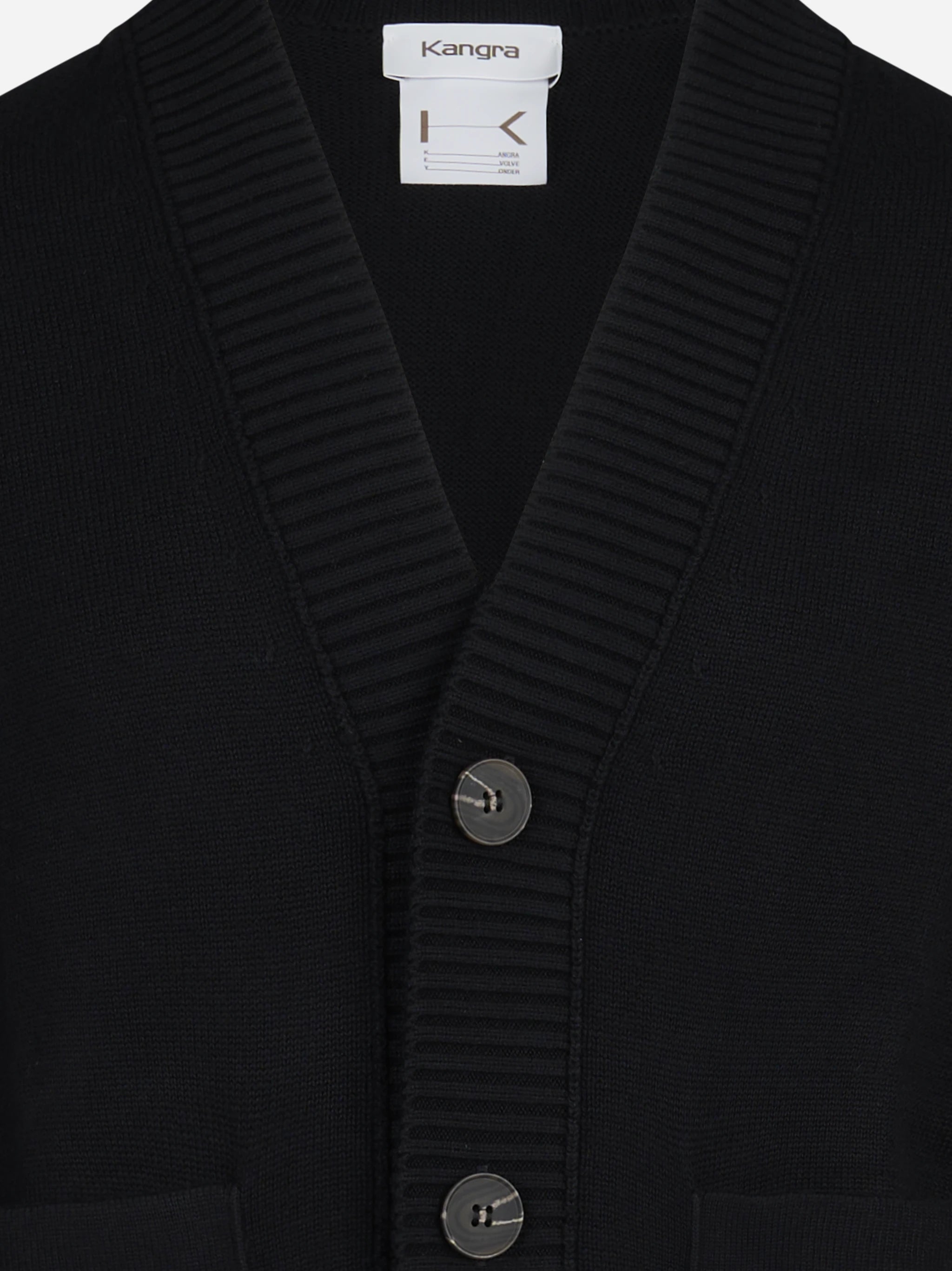 Cardigan oversize in lana e cotone nero - dettaglio del prodotto