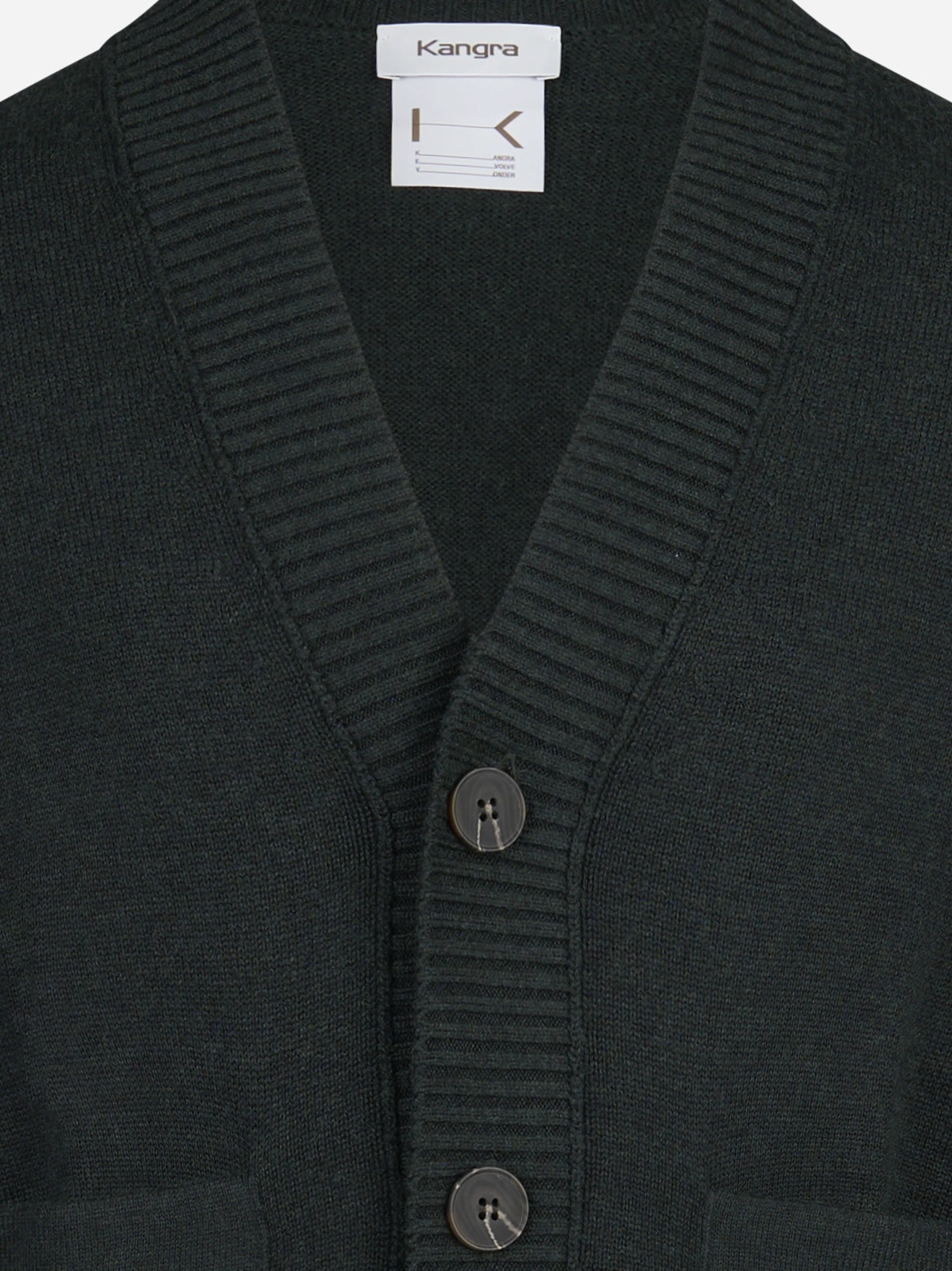 Cardigan oversize in lana e cotone verde - dettaglio del prodotto