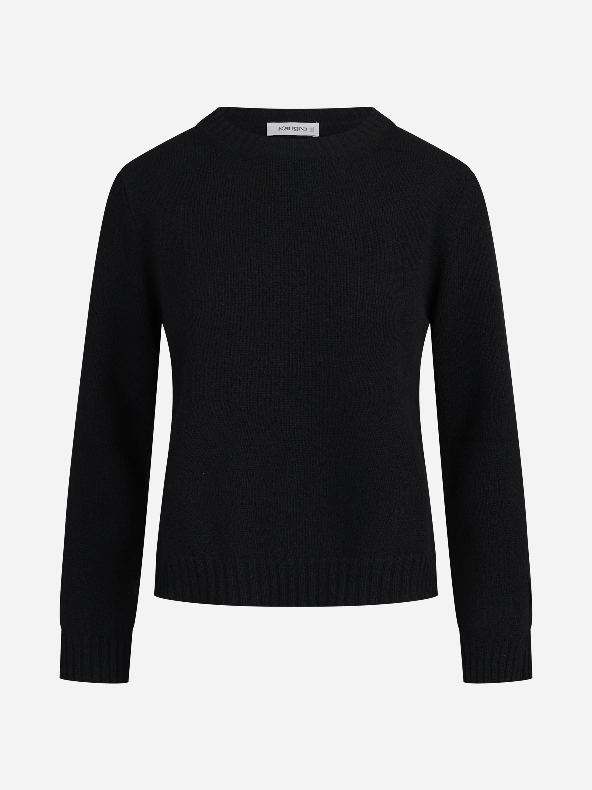 Maglia girocollo in lana e cashmere nera - vista frontale
