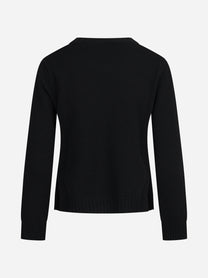 Maglia girocollo in lana e cashmere nera - vista posteriore