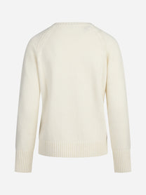Maglia in cashmere con treccia bianco - dettaglio del prodotto