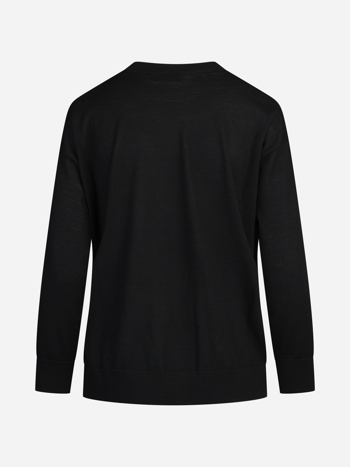 Maglia girocollo oversize in lana vergine nera - vista posteriore