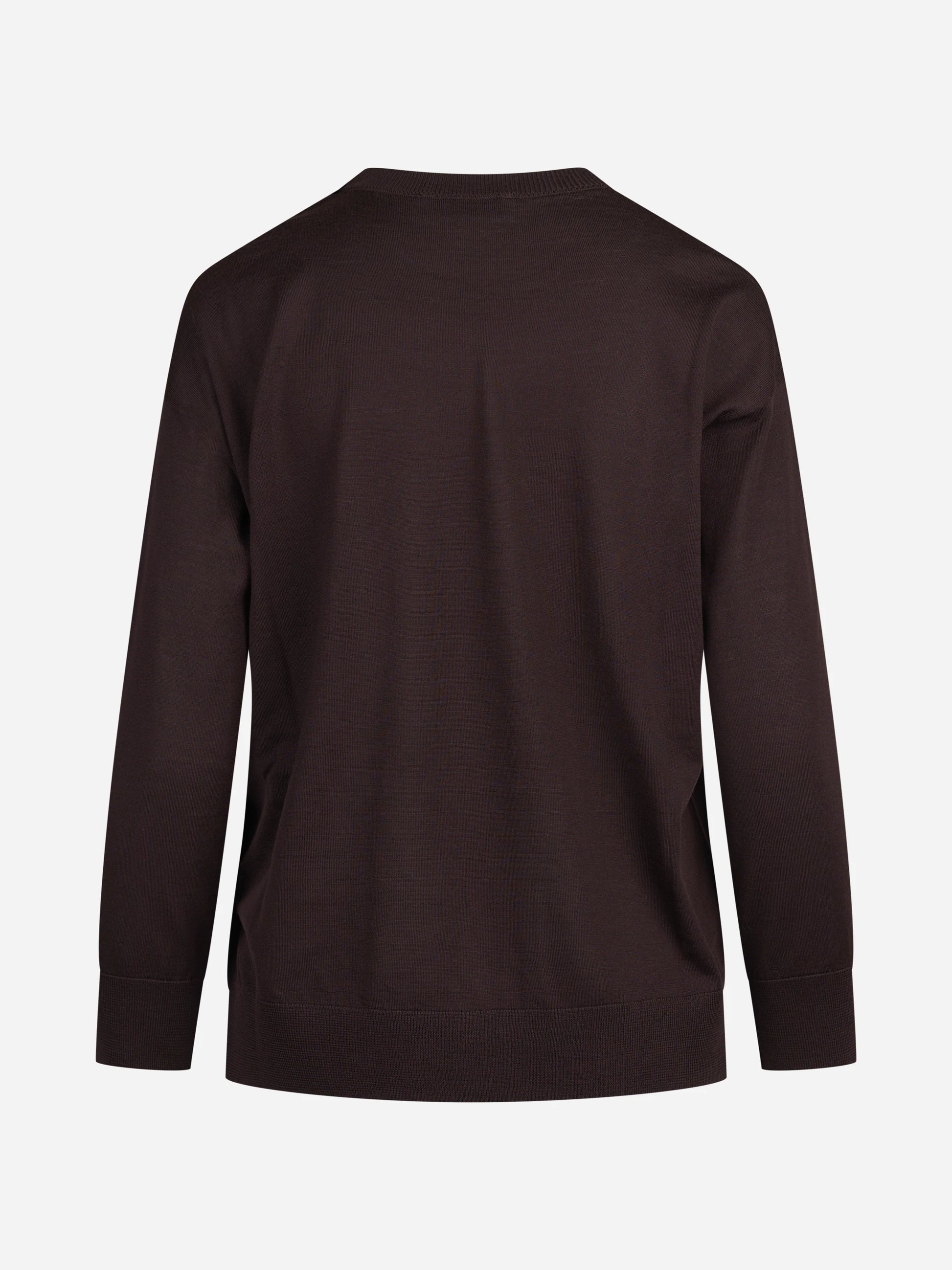 Maglia girocollo oversize in lana vergine bordeaux - vista posteriore