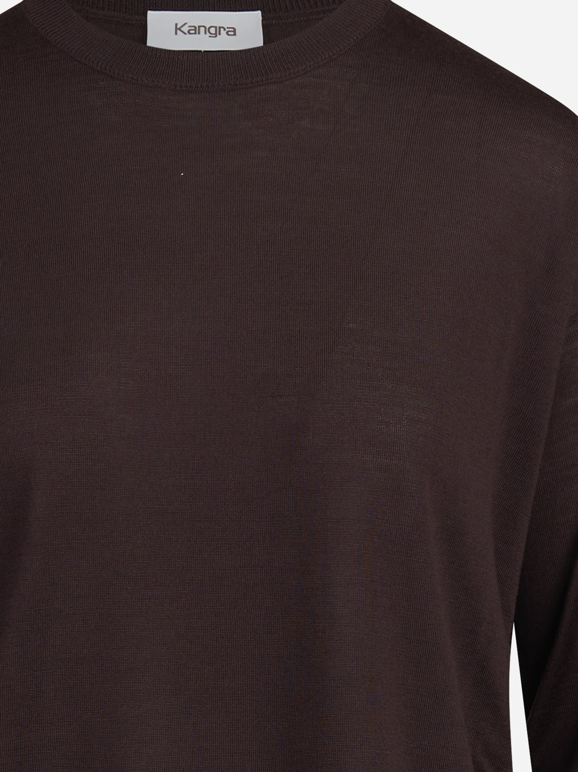 Maglia girocollo oversize in lana vergine bordeaux - dettaglio del prodotto