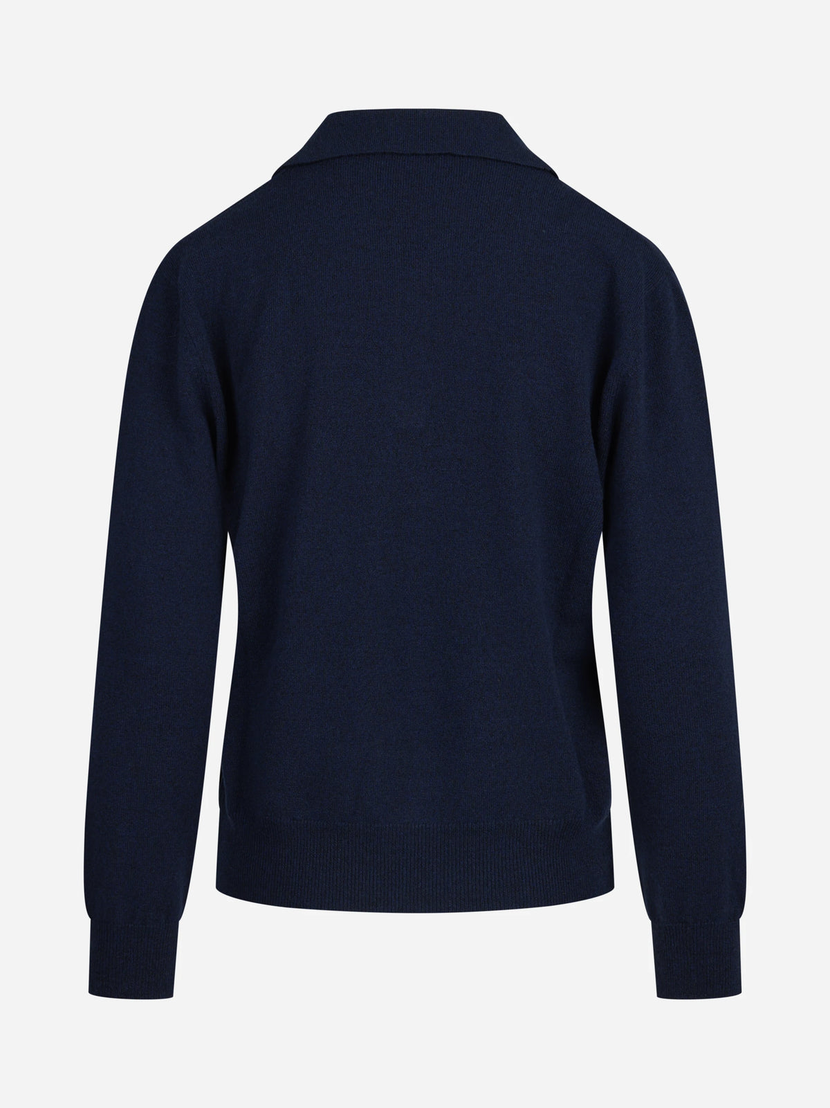 Polo aperta in lana e cashmere blu - dettaglio del prodotto