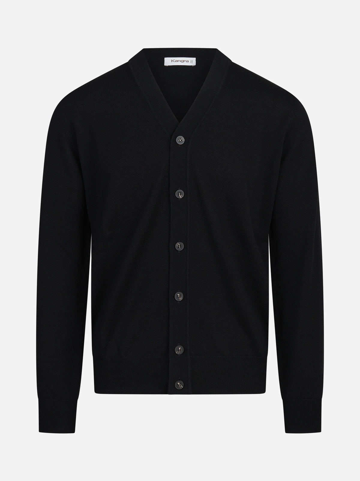 Cardigan rasato in lana vergine nero KANGRA – immagine 1 di 3