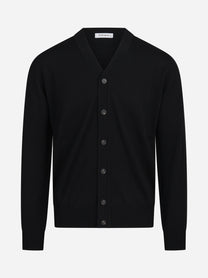 Cardigan rasato in lana vergine nero KANGRA – immagine 1 di 3