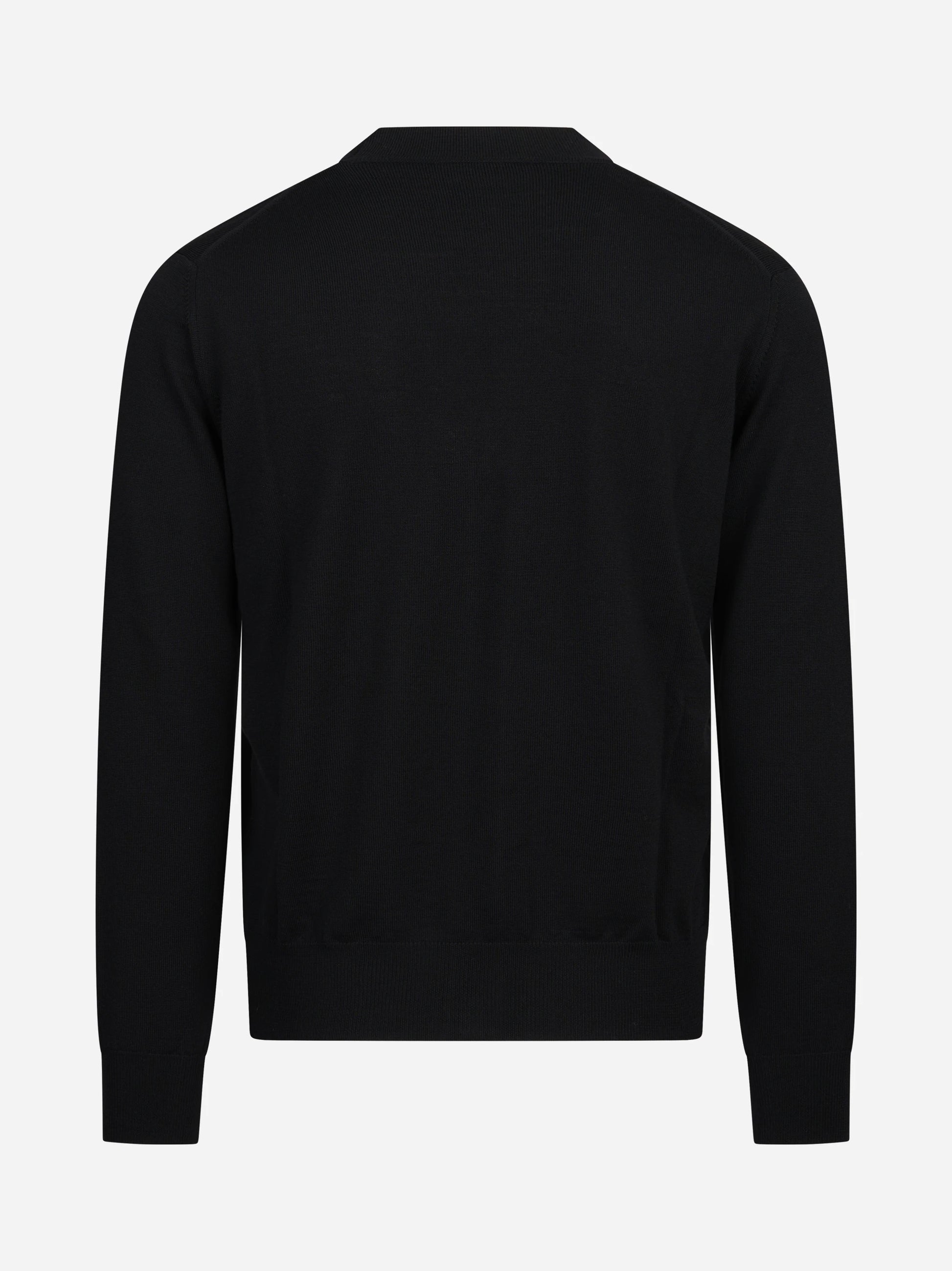 Cardigan rasato in lana vergine nero KANGRA – immagine 2 di 3