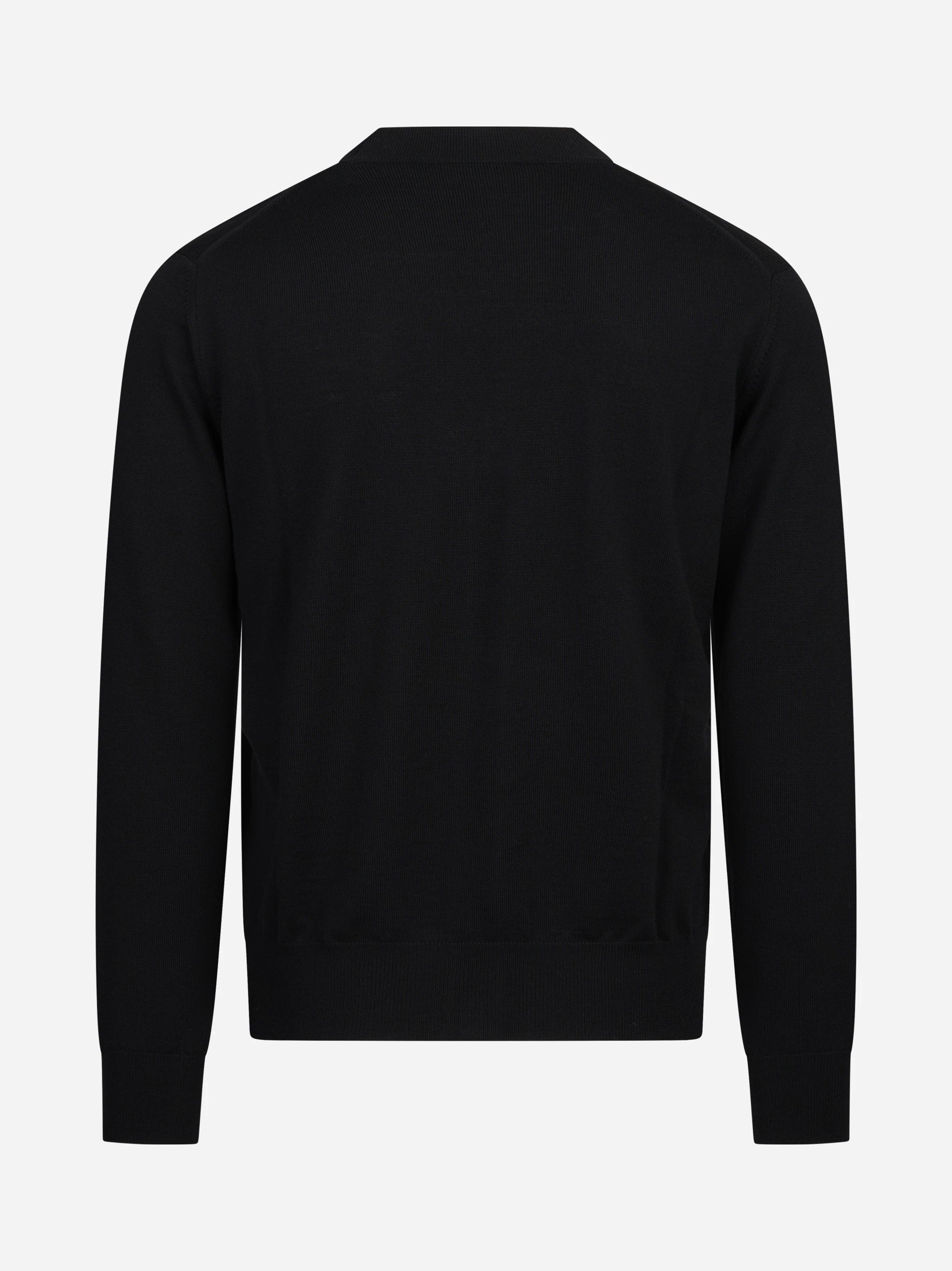 Cardigan rasato in lana vergine nero KANGRA – immagine 2 di 3