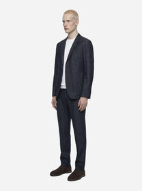 Abito monopetto in denim light blu