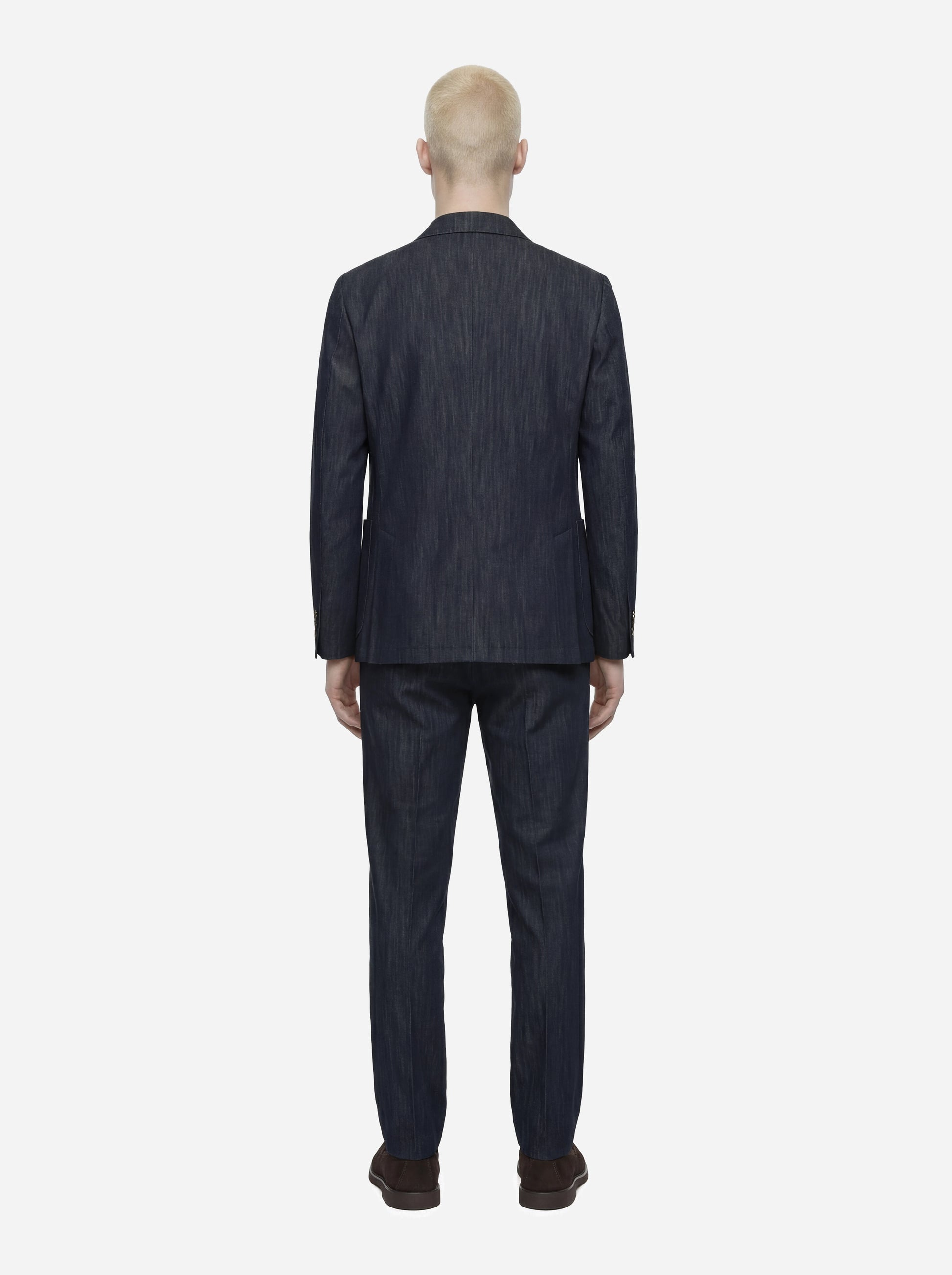 Abito monopetto in denim light blu