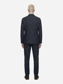 Abito monopetto in denim light blu