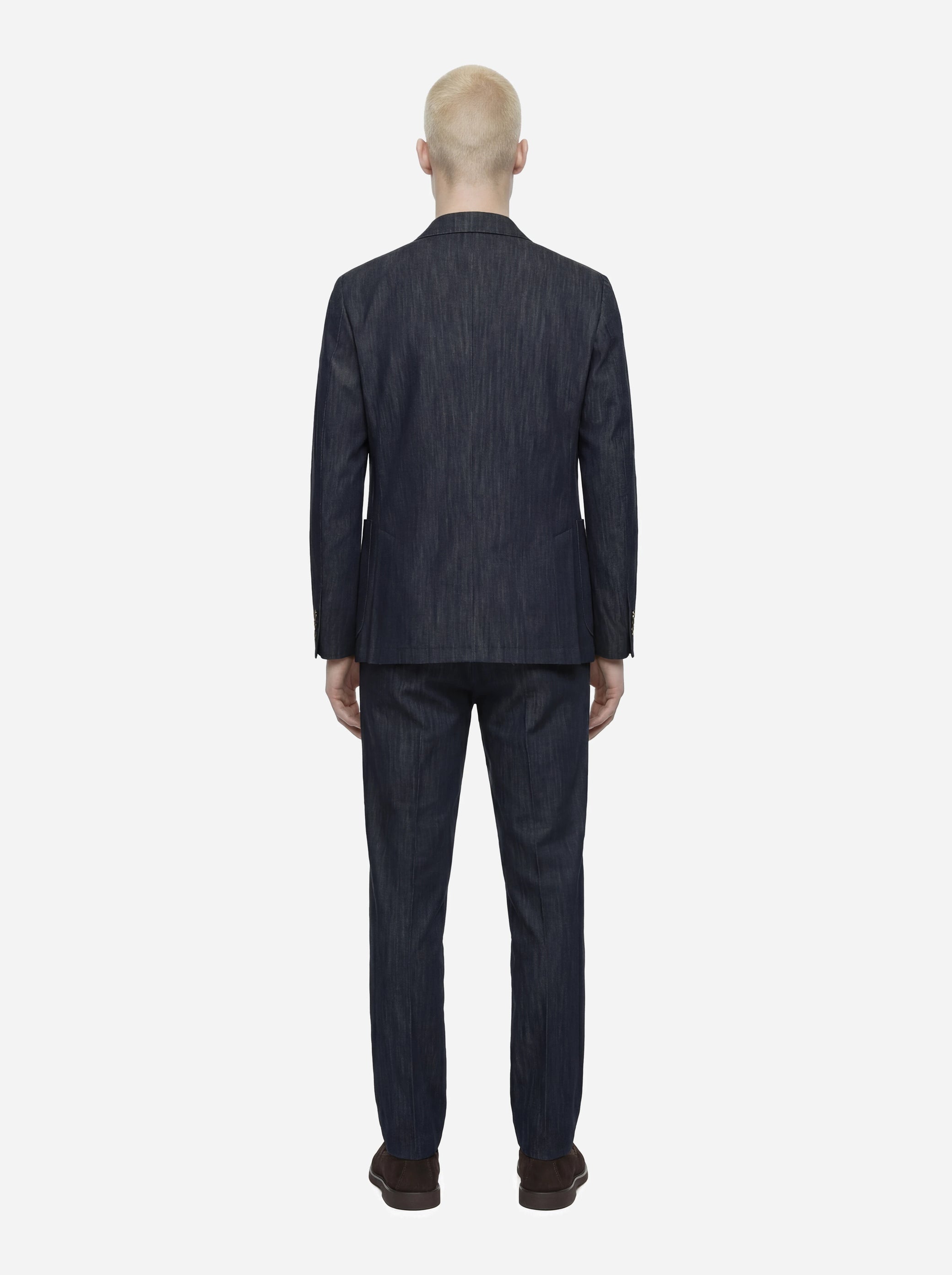 Abito monopetto in denim light blu