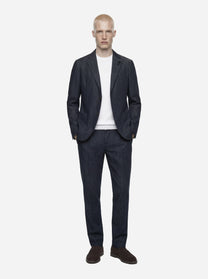 Abito monopetto in denim light blu