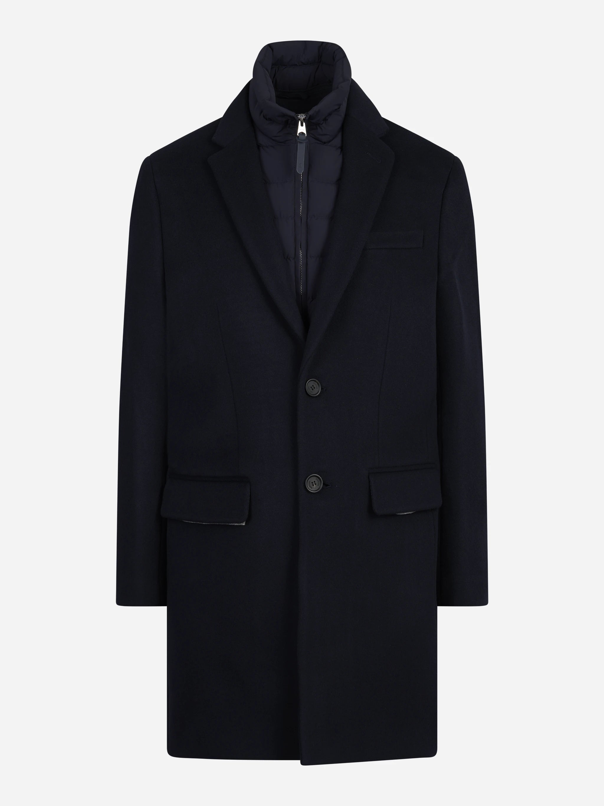 Cappotto 3-in-1 Skai in lana vergine blu - vista frontale