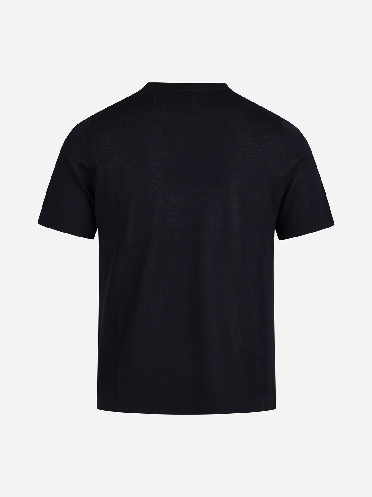 Maglia girocollo a maniche corte in lana blu - vista posteriore