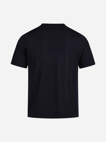 Maglia girocollo a maniche corte in lana blu - vista posteriore