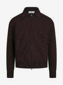 Bomber double in cashmere e lana marrone - vista frontale