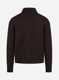 Bomber double in cashmere e lana marrone - vista posteriore
