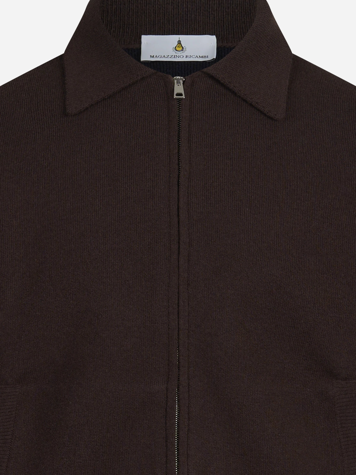Bomber double in cashmere e lana marrone - dettaglio del prodotto