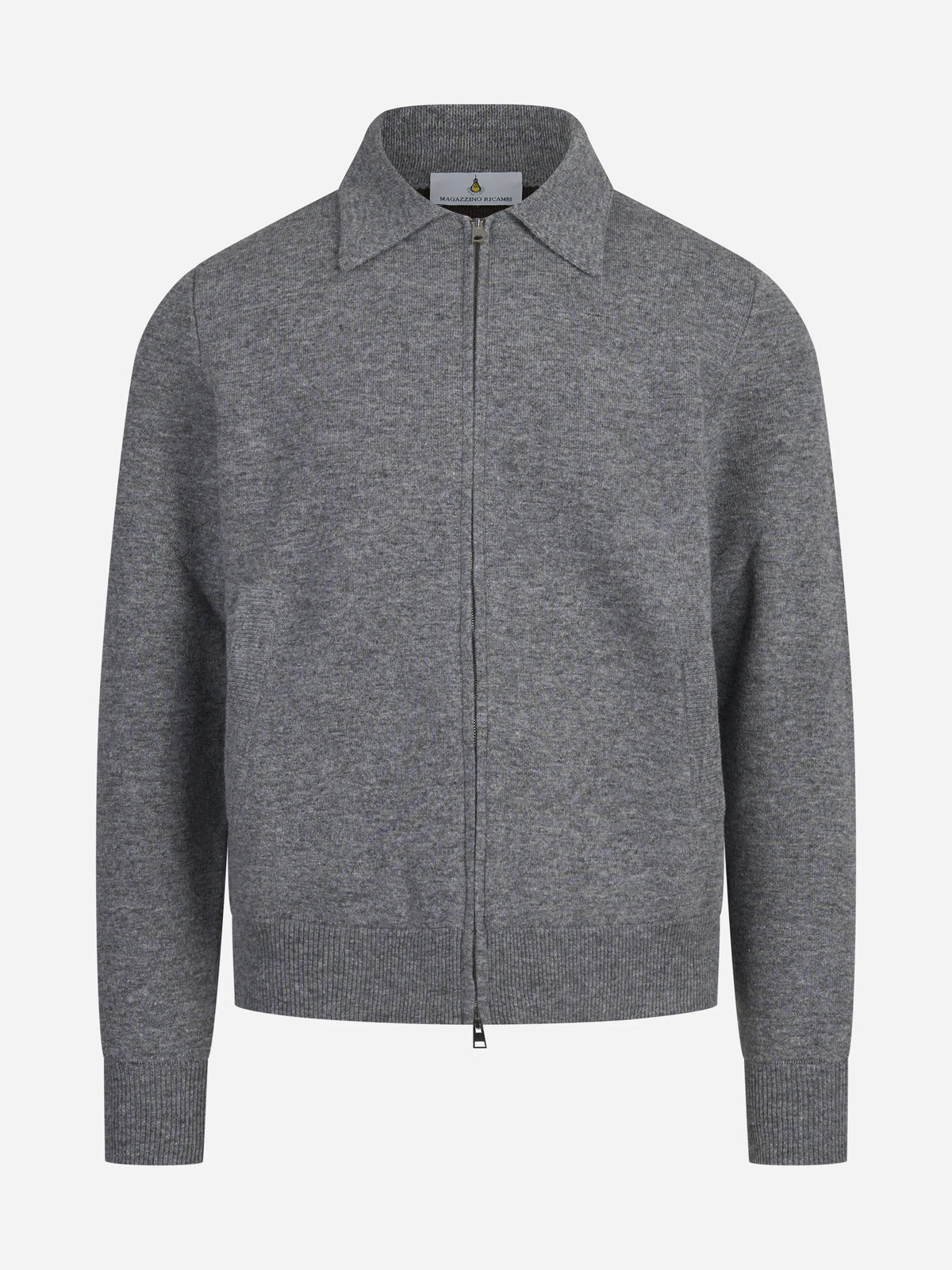 Bomber double in cashmere e lana grigio - vista frontale