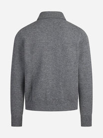 Bomber double in cashmere e lana grigio - vista posteriore