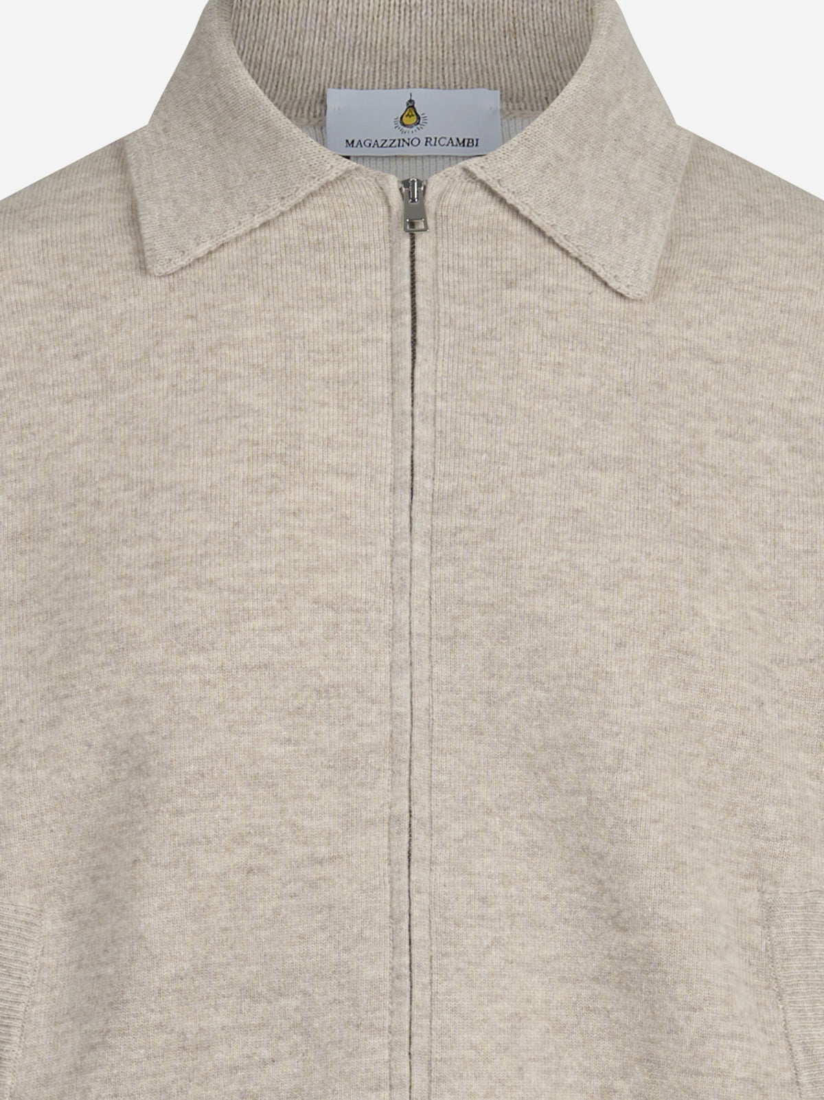 Bomber double in cashmere e lana beige - dettaglio del prodotto