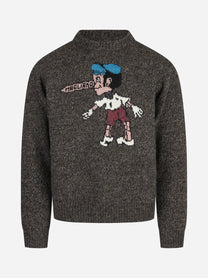 Maglia Pinocchio in lana mélange grigia - vista frontale