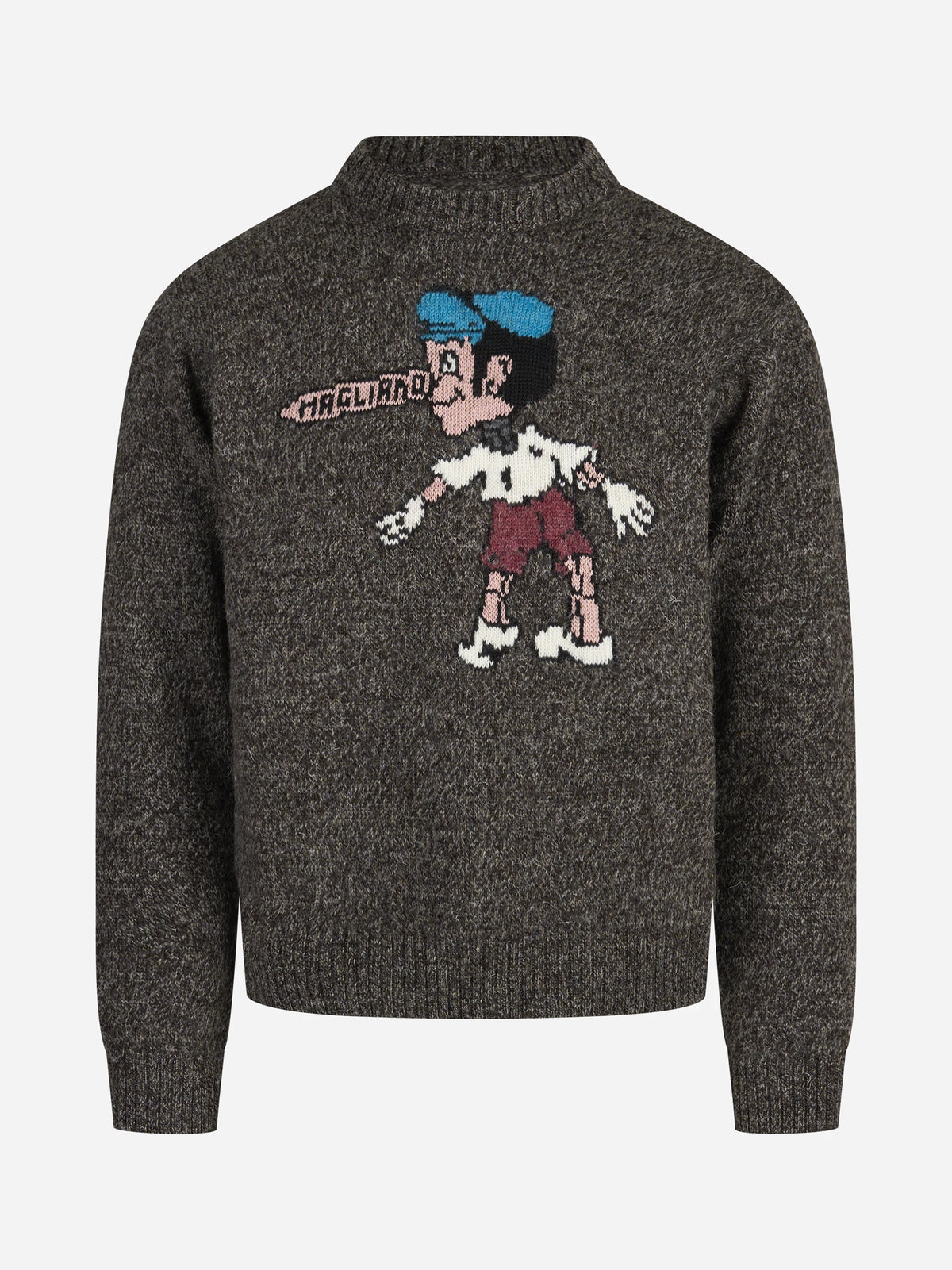 Maglia Pinocchio in lana mélange grigia - vista frontale