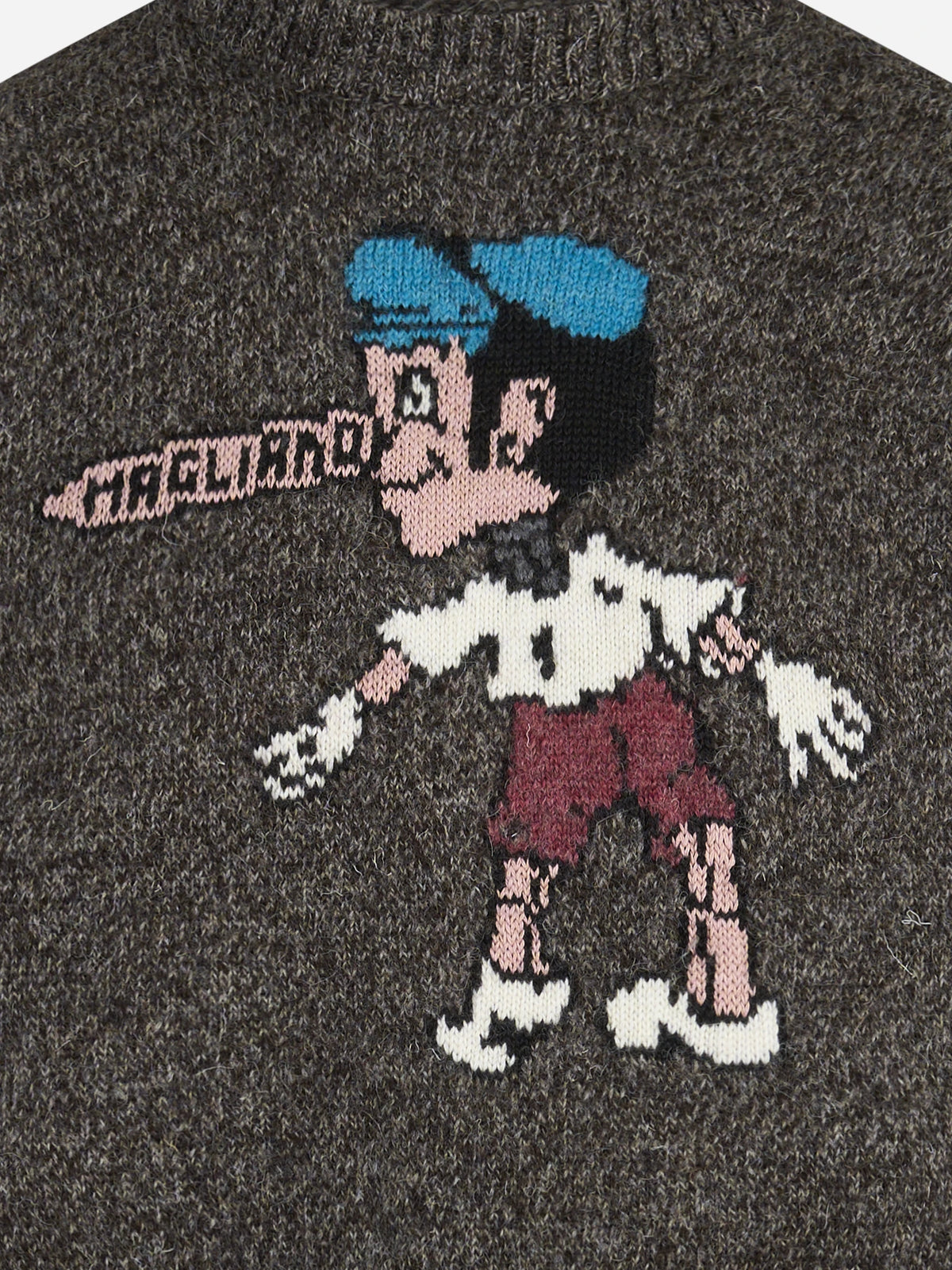 Maglia Pinocchio in lana mélange grigia - dettaglio del capo