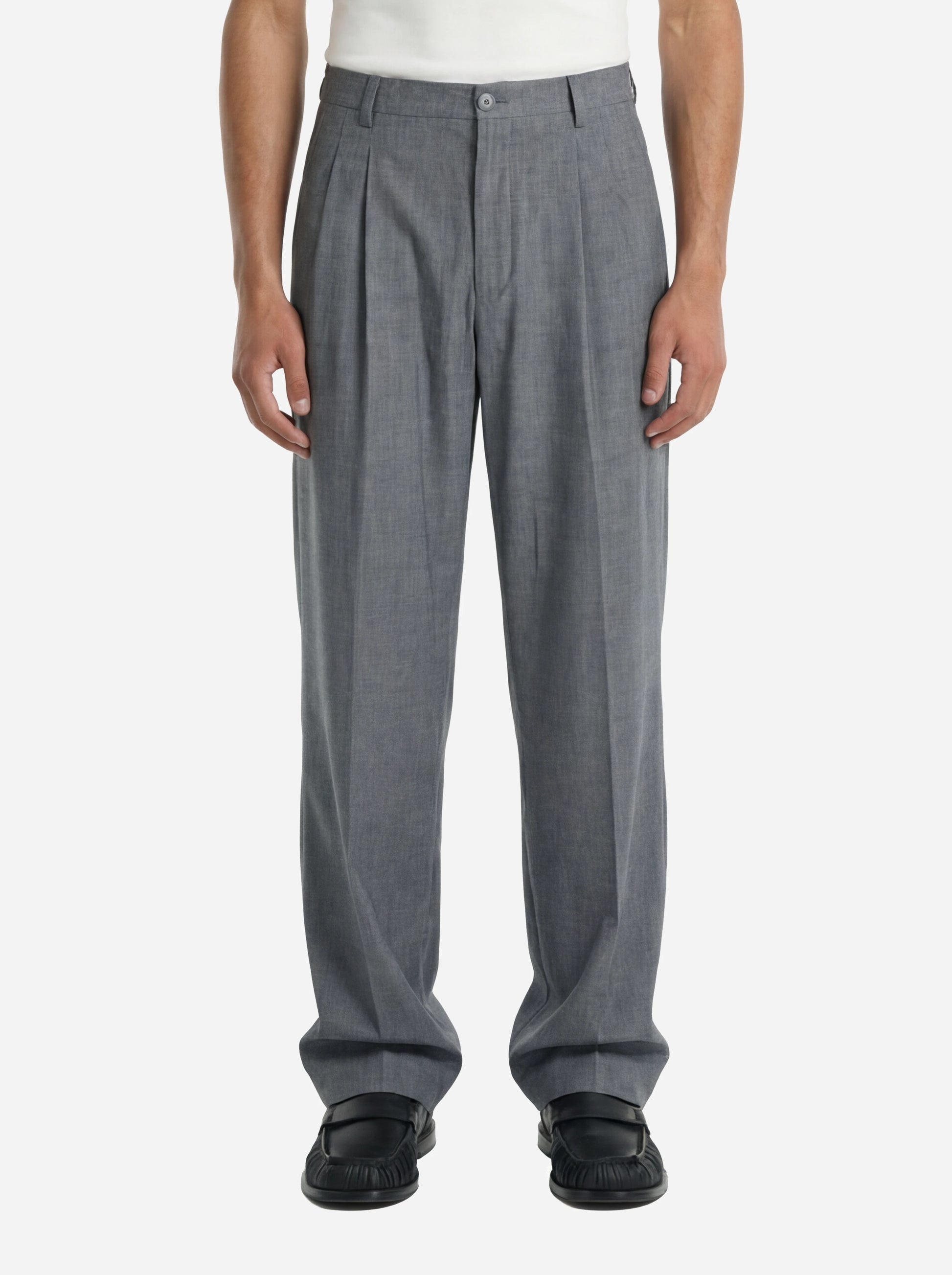 Pantalone loose fit con zip laterale grigio