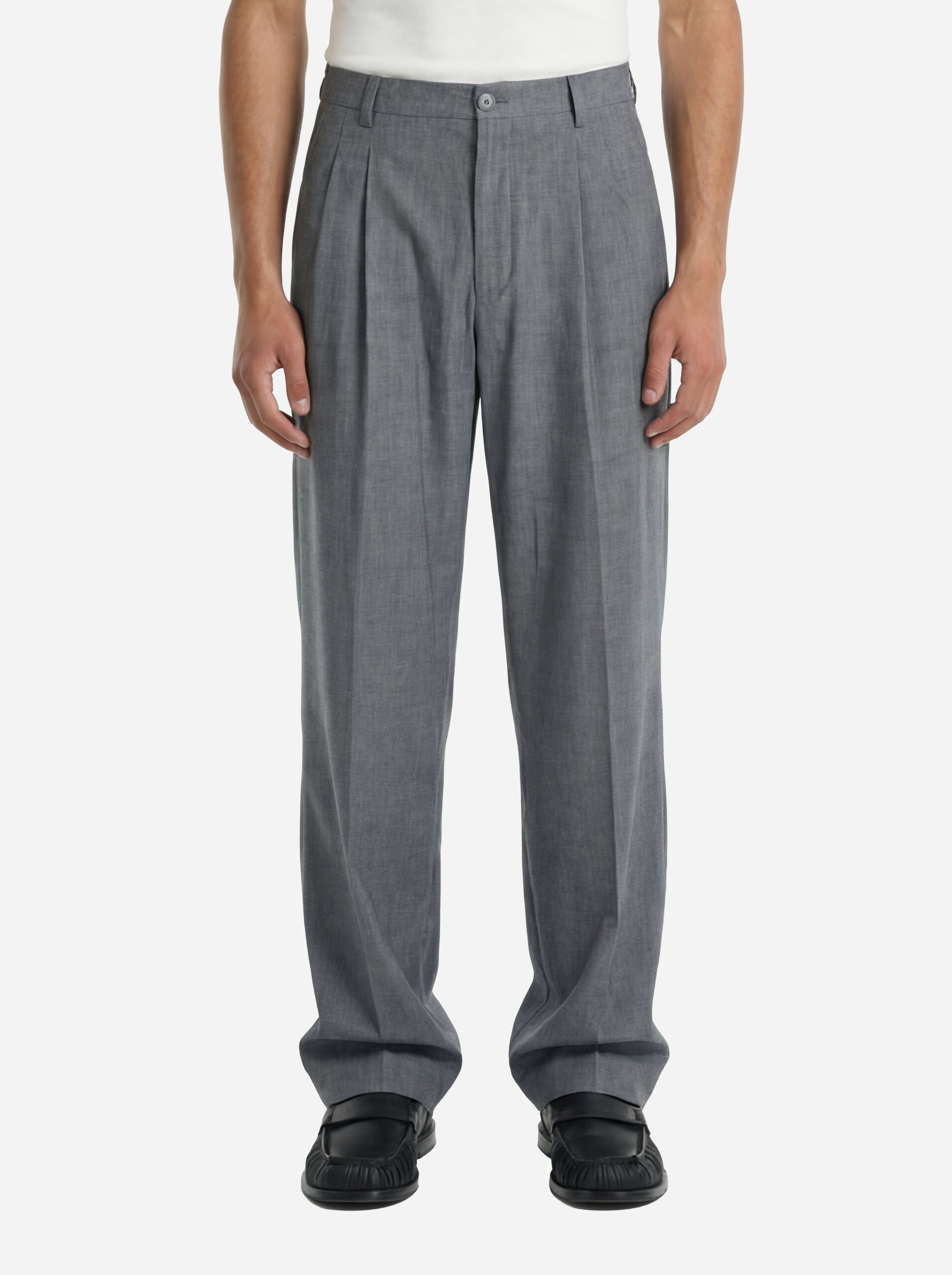 Pantalone loose fit con zip laterale grigio
