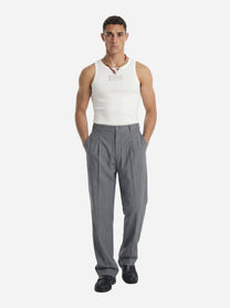 Pantalone loose fit con zip laterale grigio