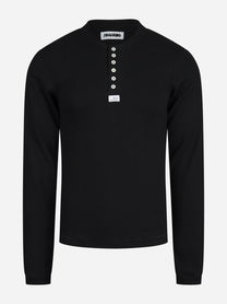 Serafino in cotone stretch nero - vista frontale
