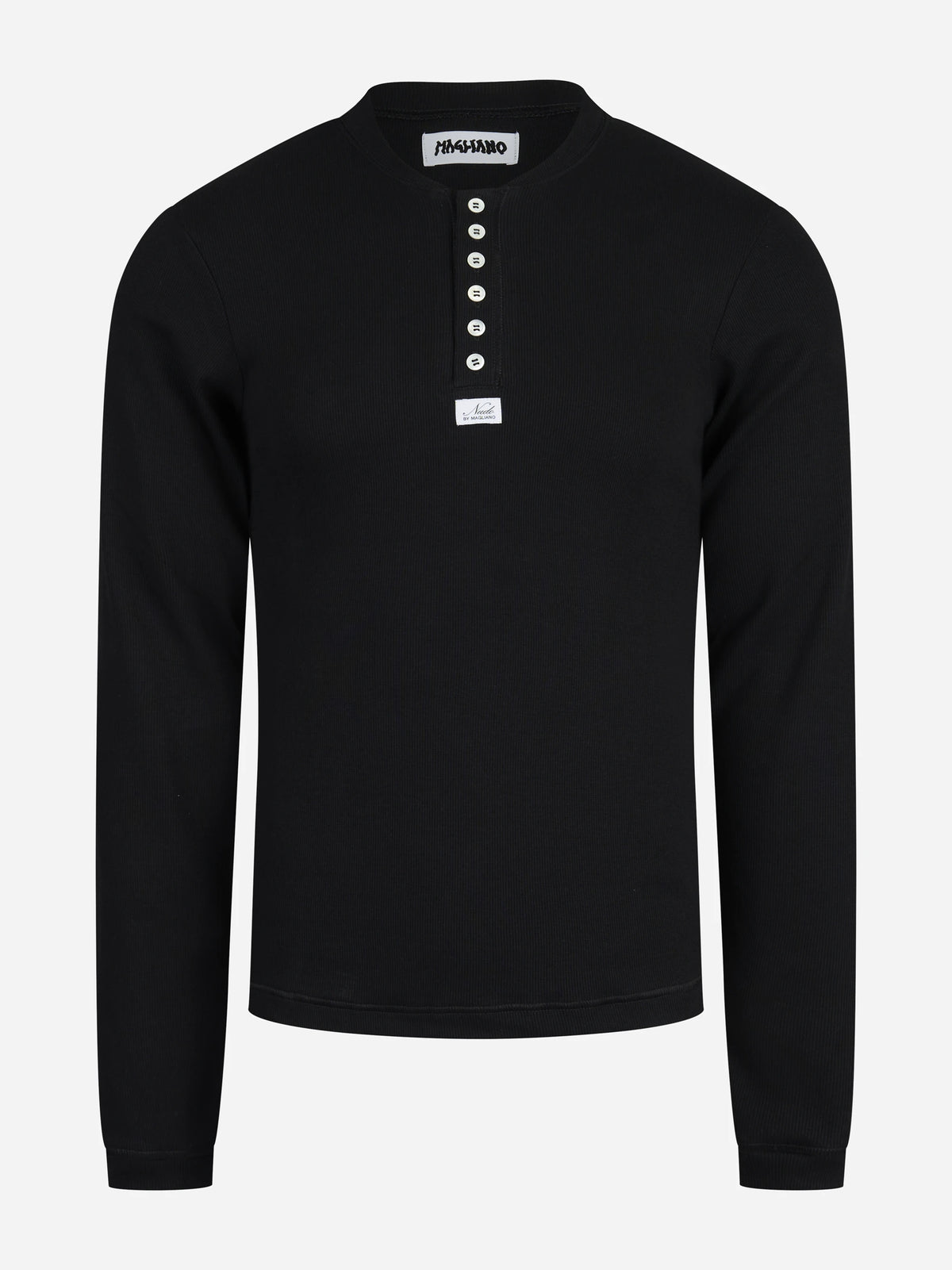Serafino in cotone stretch nero - vista frontale