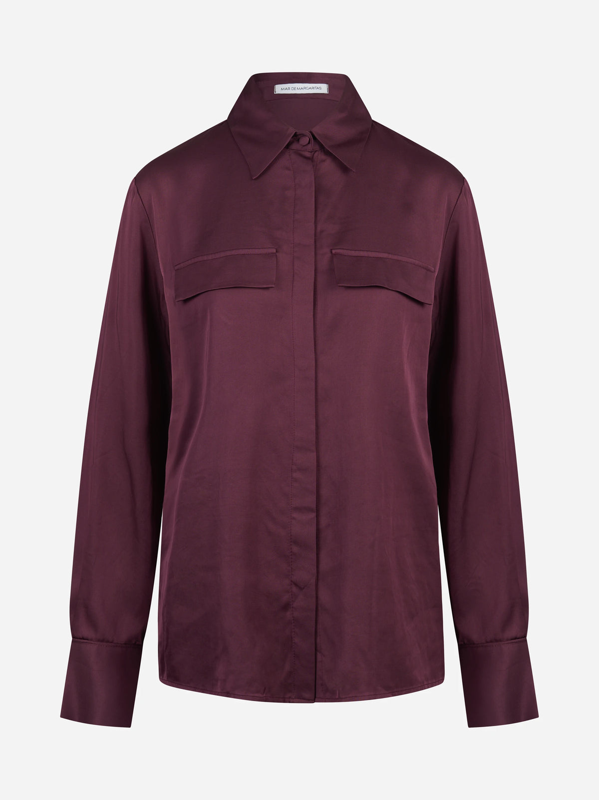 Camicia regular con tasche applicate bordeaux - vista frontale