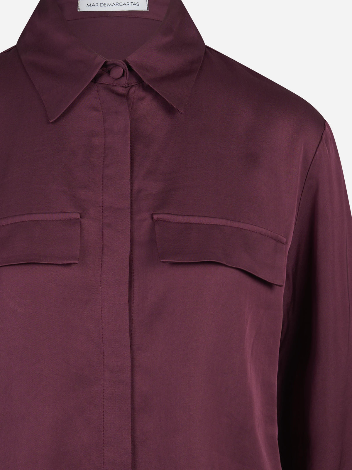 Camicia regular con tasche applicate bordeaux - dettaglio del colletto e delle tasche