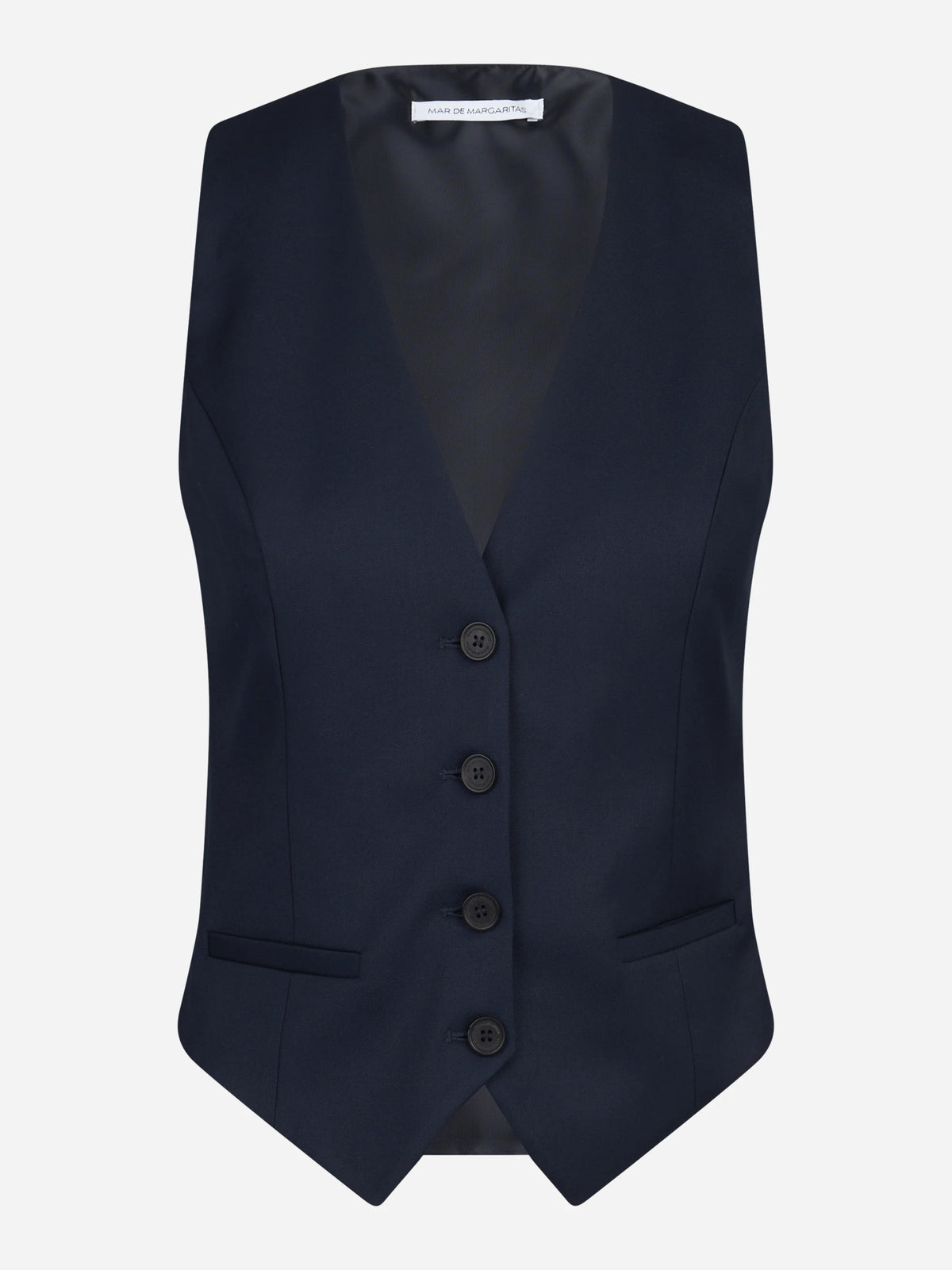 Gilet sartoriale monopetto blu - vista frontale