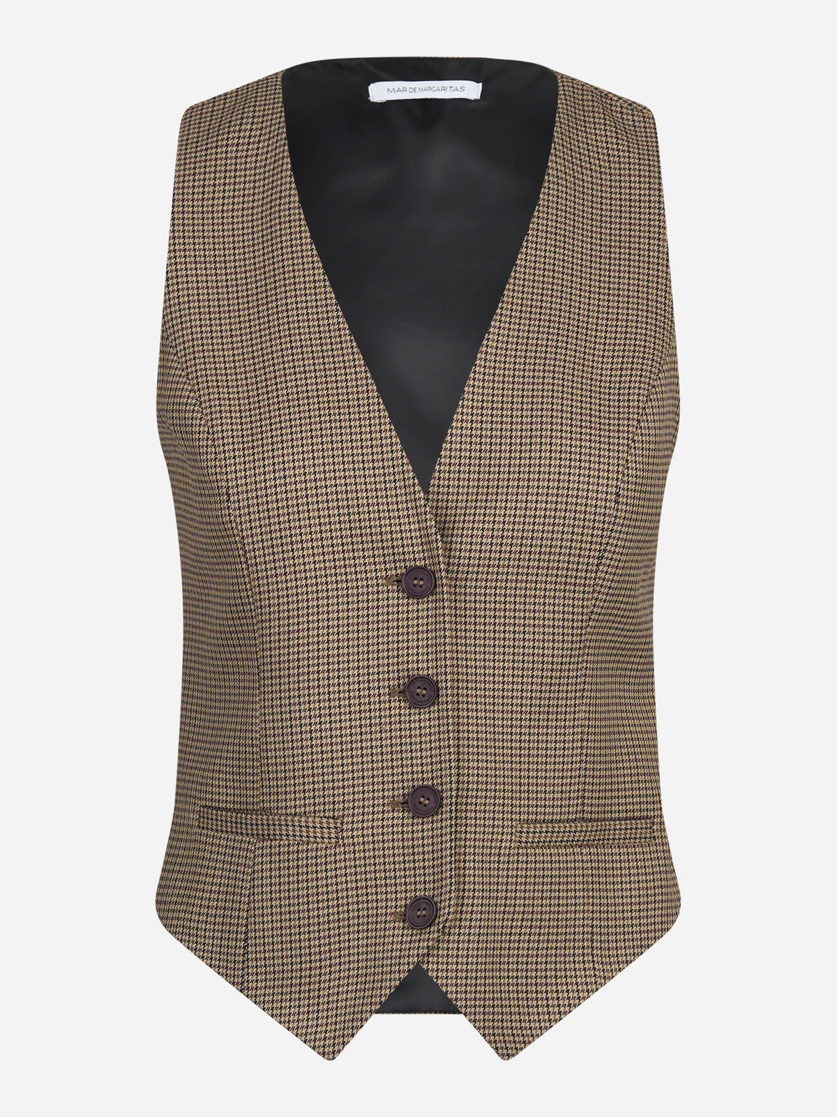 Gilet sartoriale pied-de-poule marrone - vista frontale