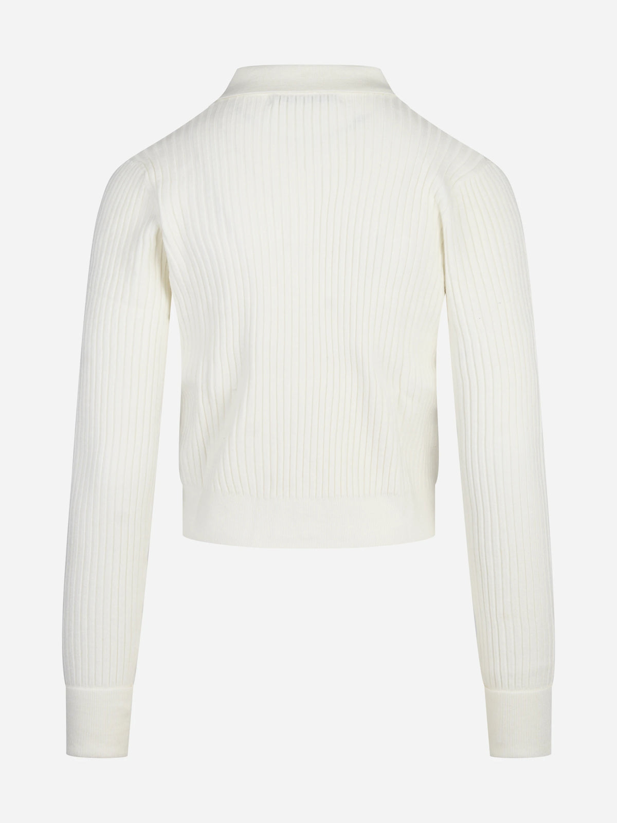 Cardigan corto a coste con colletto bianco MAR DE MARGARITAS - vista posteriore