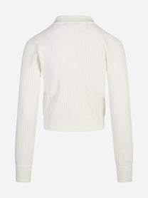 Cardigan corto a coste con colletto bianco MAR DE MARGARITAS - vista posteriore