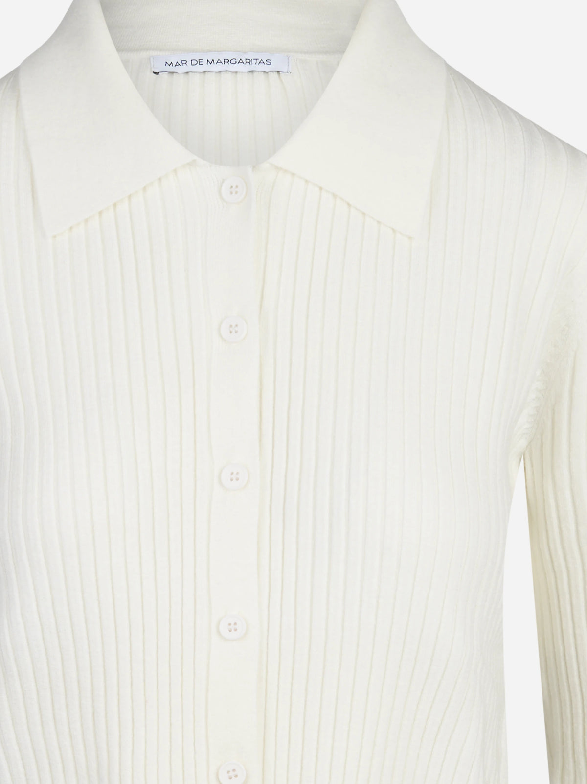 Cardigan corto a coste con colletto bianco MAR DE MARGARITAS - dettaglio
