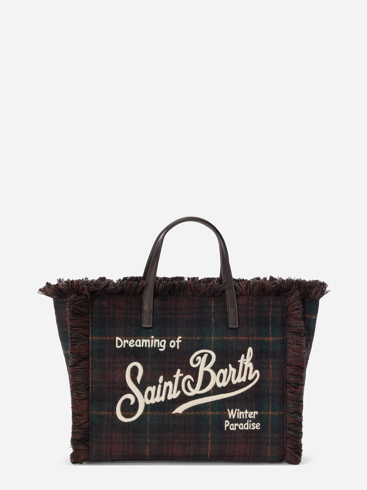 Borsa Colette Wool tartan verde e marrone - vista frontale