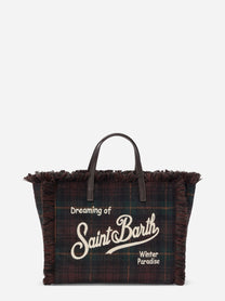 Borsa Colette Wool tartan verde e marrone - vista frontale