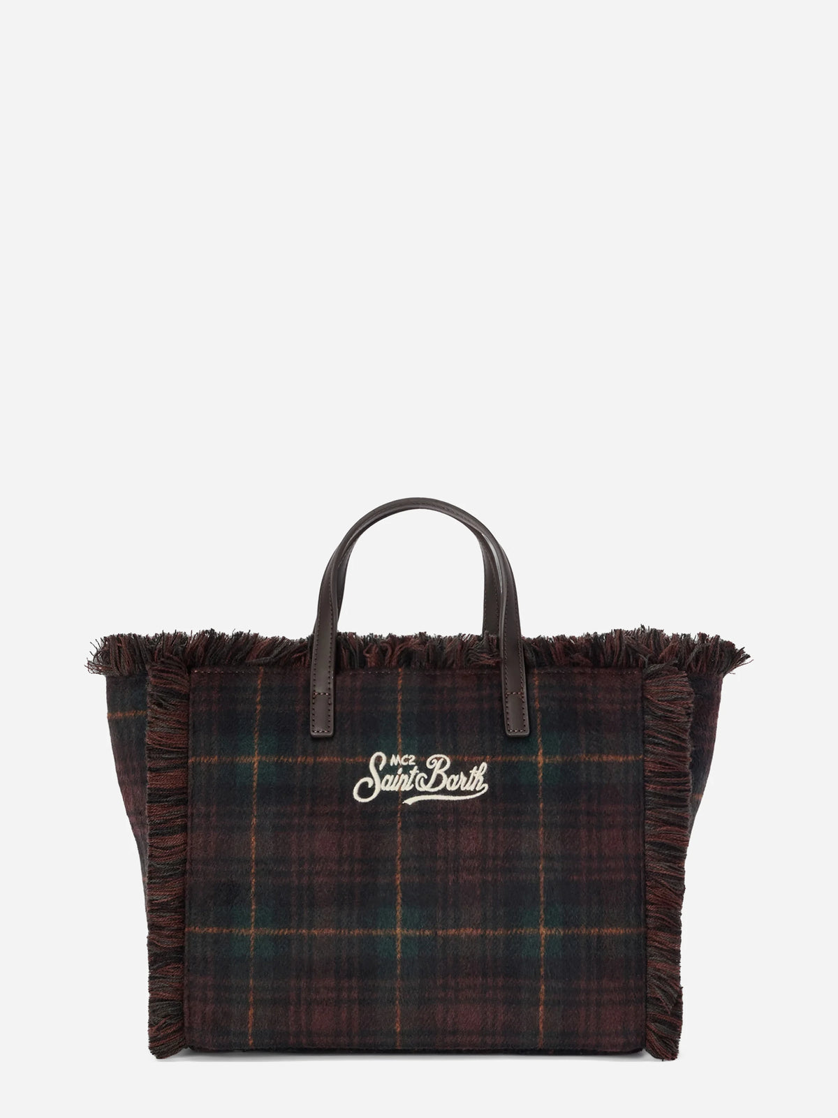 Borsa Colette Wool tartan verde e marrone - vista laterale