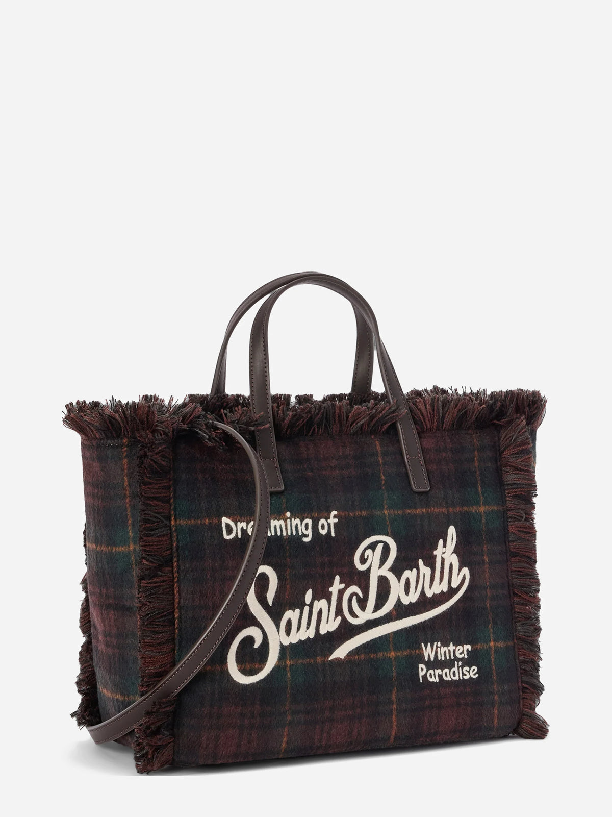 Borsa Colette Wool tartan verde e marrone - vista posteriore