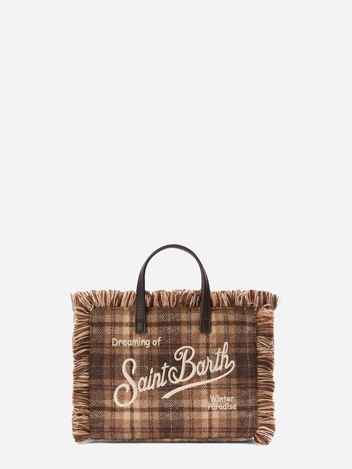 Borsa Mini Vanity Wool tartan marrone - vista frontale