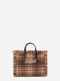 Borsa Mini Vanity Wool tartan marrone - vista laterale